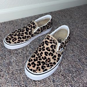 Women’s Size 8 Cheetah Print Slip-On Vans in Excellent Used Condition
